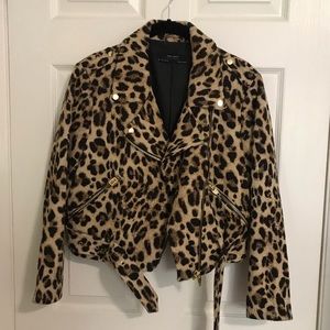 ZARA leopard print moto jacket